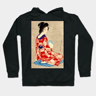 Ukiyo-e geisha with a fan japanese painting Torii Kotondo Hoodie